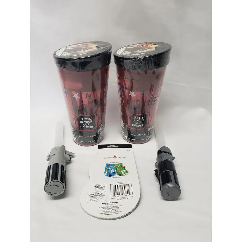 Star Wars Travel Cup w. Book Activities Crayons & 2 Light Sabers & Sticker Pad